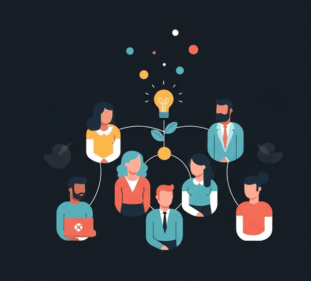 Groupe de personnes stylisées ou réseau interconnecté