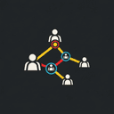 Icône de personnes connectées symbolisant le lien humain.